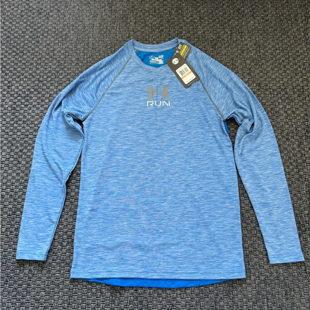 Under Armour Run Blue Long Sleeve Performance Shirt sz S Brand New